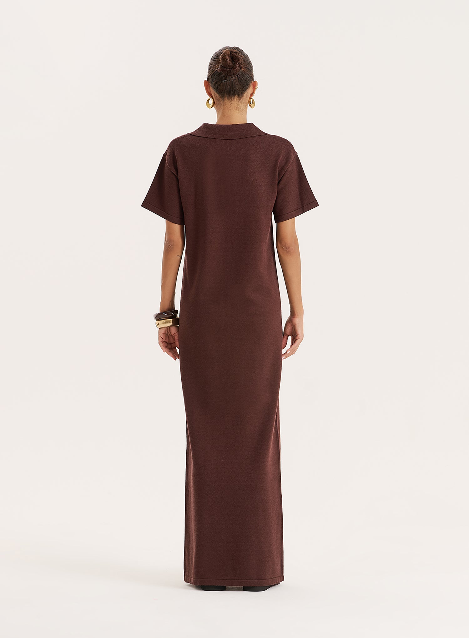 Chocolate Knitted Rugby Maxi Dress